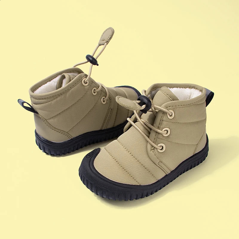 Winter Cold Adhesive Velvet Warm Childrens Boots with Casual Buckle and Strap Soft Bottom for Kids 250812