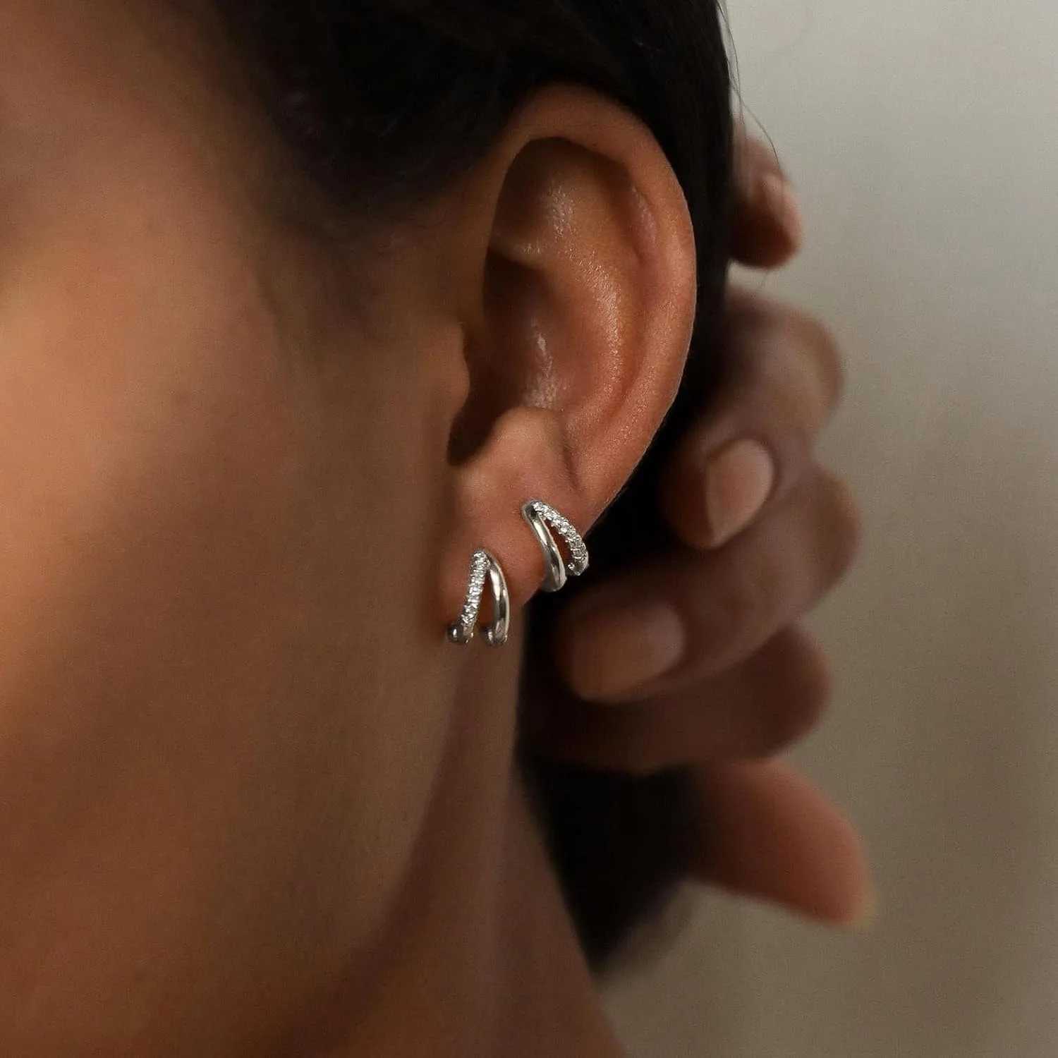 Gold Hoop Earrings for Women14K Gold Plated Diamond Huggie Hoop Earrings for Women Wedding Gift For Woman Christmas Gift Y250812