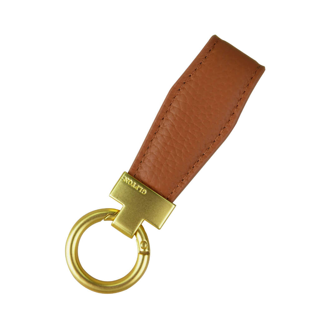 2025 French Style Little Golden Rabbit Pendant Lychee Grain Genuine Leather Car Keychain Ornament Gift