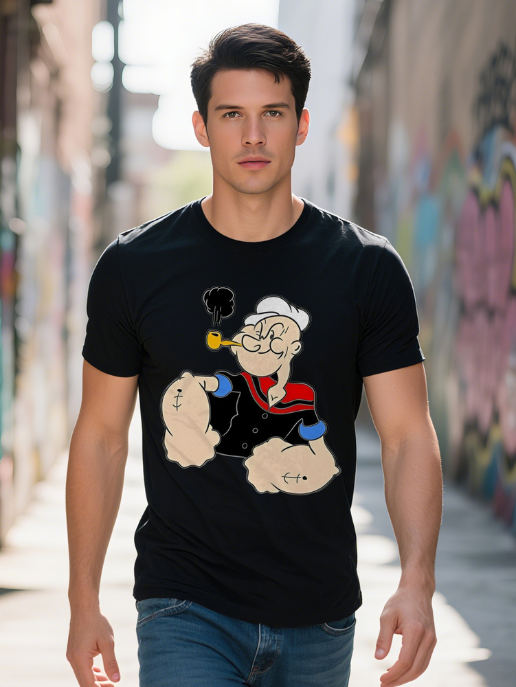 Men s Casual Crew Neck T Shirt Knit Fabric Regular Fit with Cartoon Print for Summer Tee b6bb6