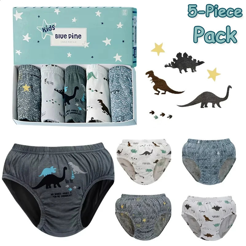 5Pcs Childrens Triangle Underwear Dinosaur Child Boys Briefs Washable Breathable HighQuality Cotton Kids Underpants Age 312 250812