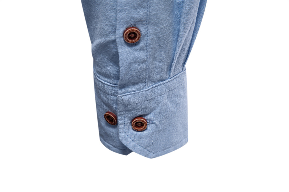 Men's long-sleeved shirt designer, trendy business shirt, men's cotton and linen casual solid color long-sleeved shirt European size: S-2XL