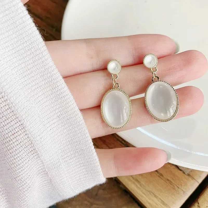 Sweet Opal Water Drop Irregular Round Oval Geometry Dangle Earring for Women Personality Simple Jewelry Christmas Gift Y250812