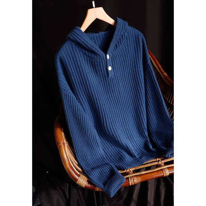 Hooded Cashmere Sweater Women Pullover Loose Jacket Spring And Autumn Pure Wool Knitted Casual Base With Hoodie 250813