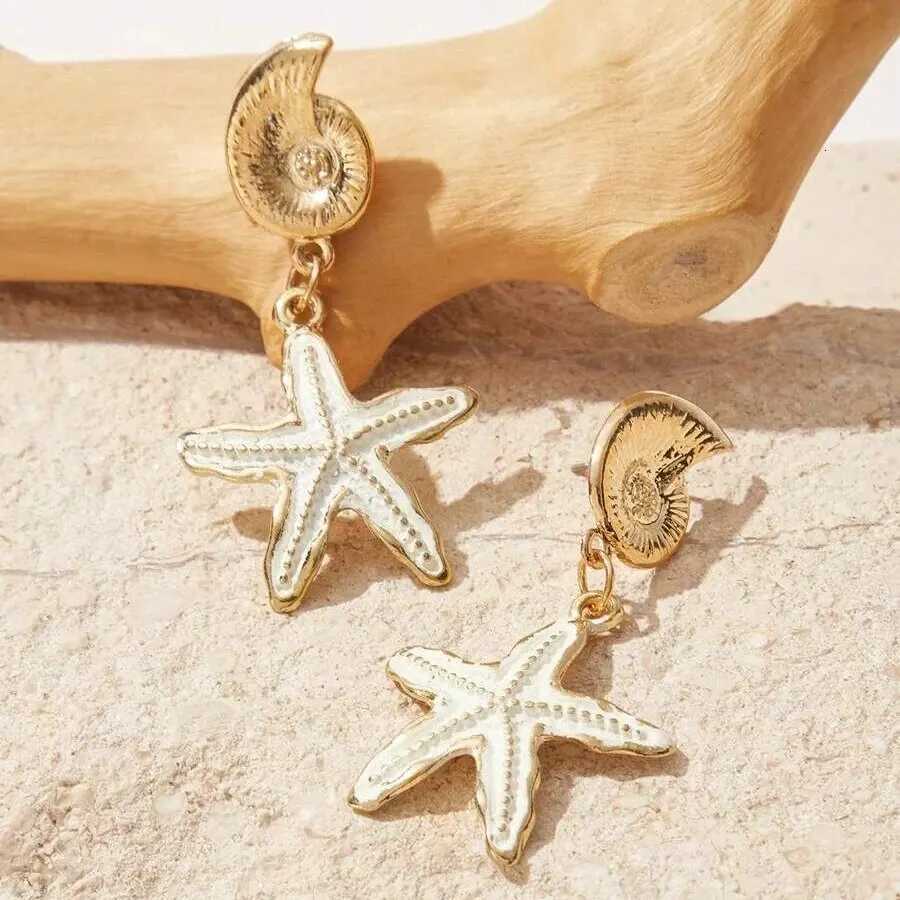 Obega Candy Starfish Charms Dangle Stud Earrings Metal Epoxy Pendant Ear Stud Green Crystal Stone Beach Charms Jewelry For Woman Y250812