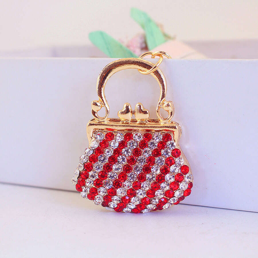Alloy Rhinestone Women's Handbag Large Shoulder Car Keychain Girlfriend Bag Pendant Ornament Gift 1488