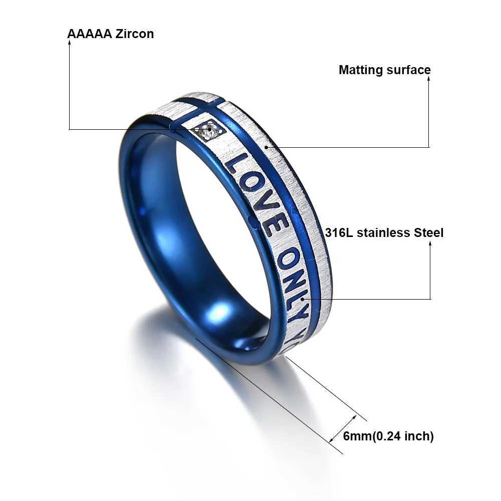 8mm Simple Men Ring Smooth Stainless Steel Blue Charms Rings Womens Couple Jewelry Gift Dropshipping W250812