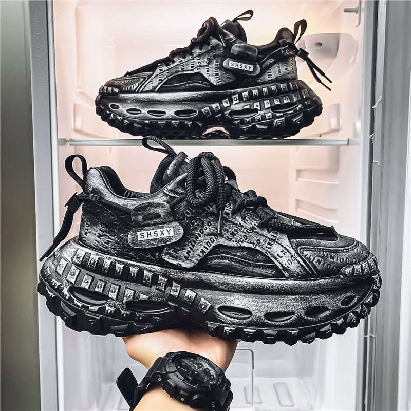 2025 Spring New Dad Men's Thick-Soled Height-Increasing Internet Celebrity Casual Sports Brand Color-Washed Trendy Shoes