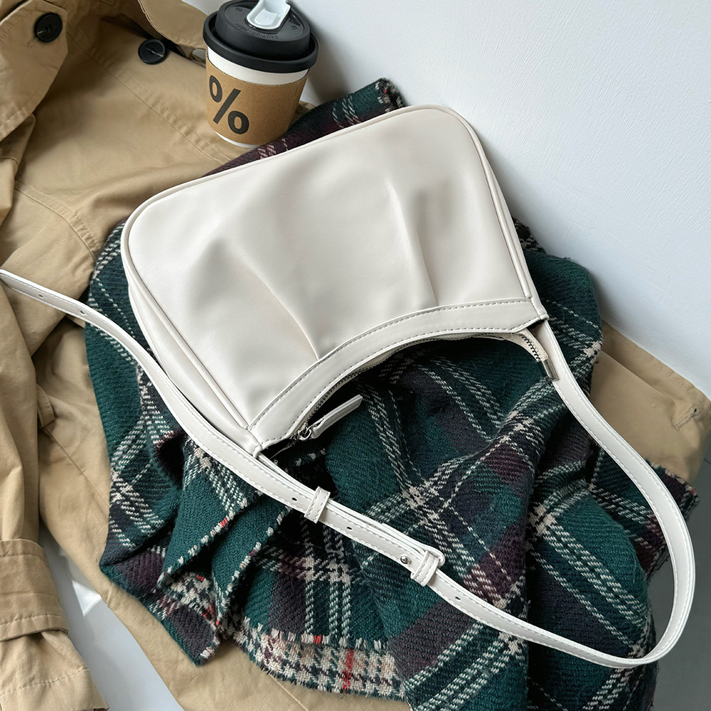 Gentle Style Korean Version Single Shoulder Crossbody Underarm Wrinkled Cloud Dumpling Baguette Women's Bag ddmymarket