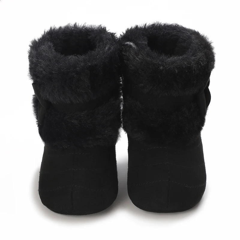 018M baby shoes Girls winter plush comfort snow boots cute bow cotton soft soled nonslip toddler 250812