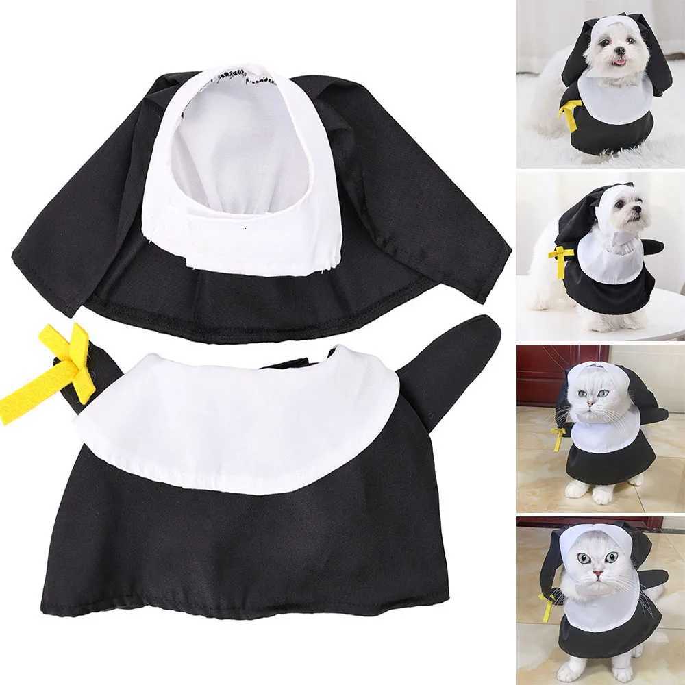3D Halloween Dog Dress Up Clothes Pet Costume Set Dog Transformation Clothes Nun Style Cat Dress Cosplay Nun Headwear Dog Clothes XJ250813