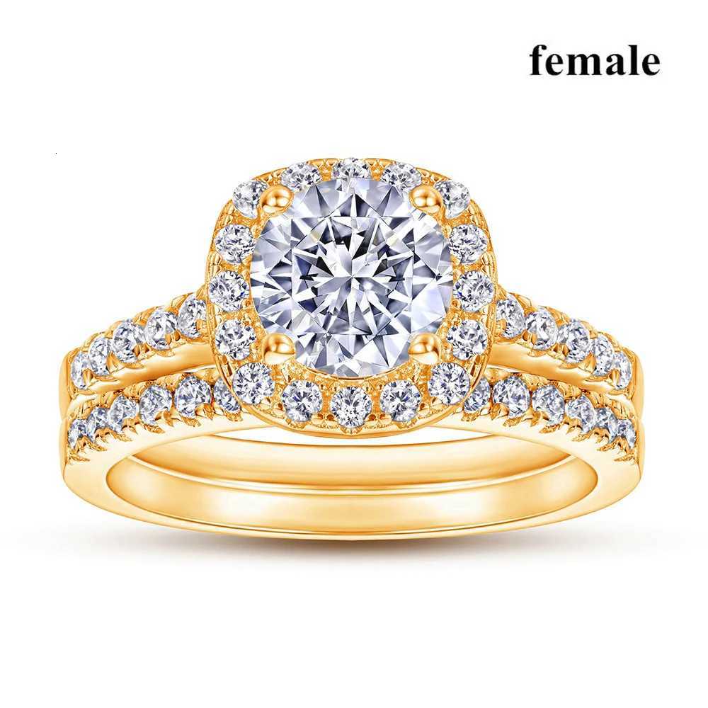 His and Hers Couple Rings Luxury Gold Color Women Rhinestones Zircon Rings Set Men Stainless Steel Wedding Rings Jewelry Gifts W250812