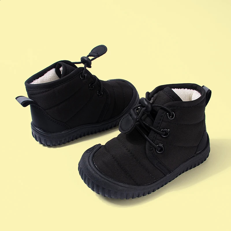 Winter Cold Adhesive Velvet Warm Childrens Boots with Casual Buckle and Strap Soft Bottom for Kids 250812