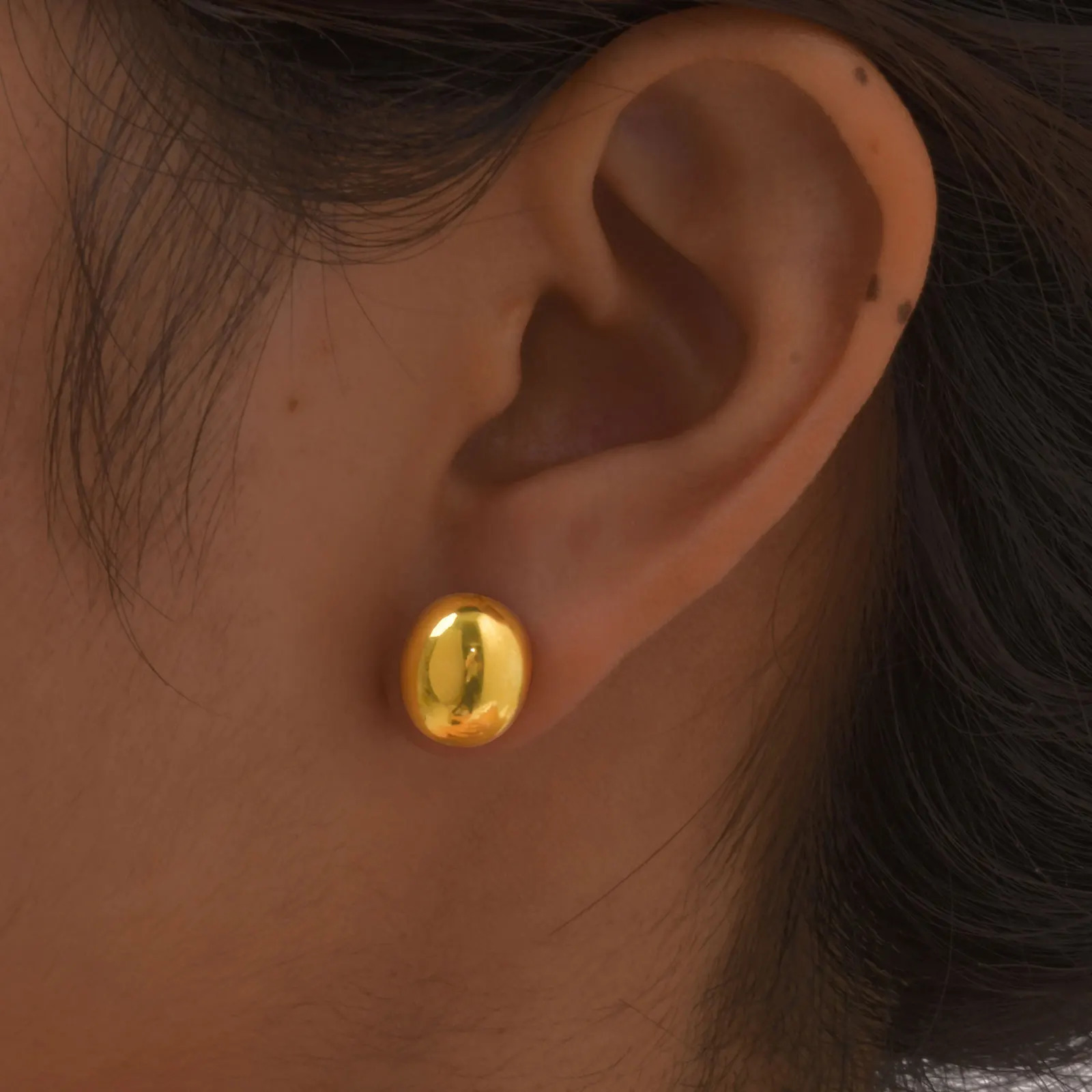 Chis Egg-shaped Stud Earrings for WomenGold Plated Stainless Steel Oval EarringsWaterproof Jewelry Mothers Day Gift 250812