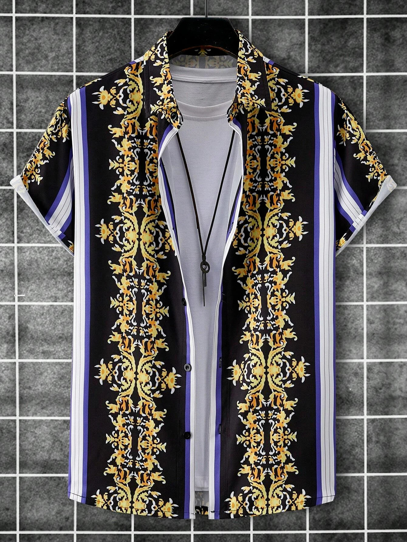 Men Women Casual Ethnic Style Printed shortsleeved Shirts Fashionable Personalized buttondown Tops 250808