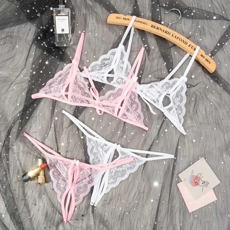 Womens Sexy Transparent Bras Set Costumes Lace Underwear Hollow Out Breathable Perspective Female Lingerie Intimates SetXJ250812