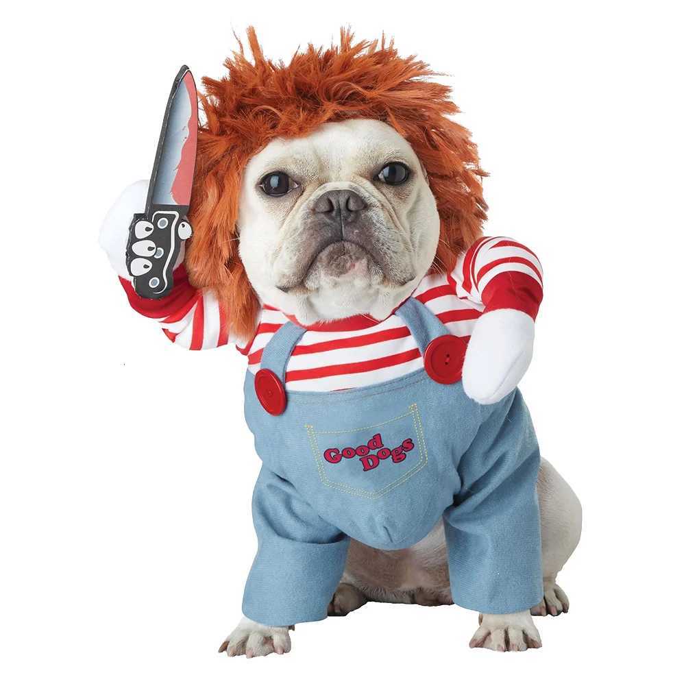 Cute Dog Costumes Funny Pet Clothes Adjustable Dog Cosplay Costume Sets Holding a Knife Halloween Christmas Costume XJ250813