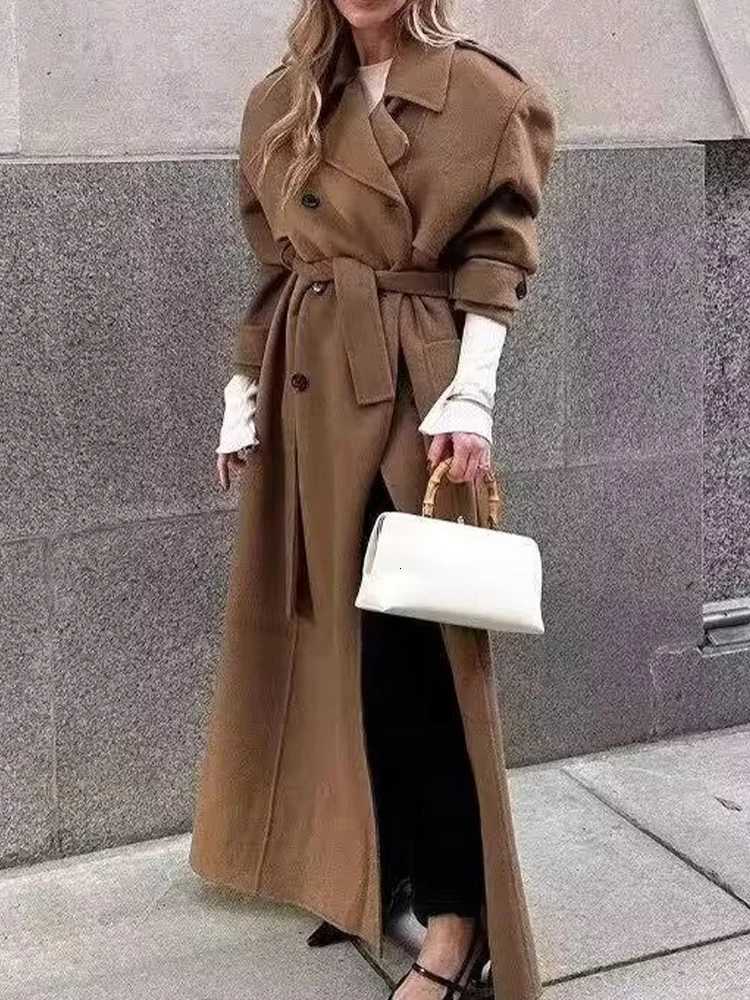 New Autumn Womens Clothing European and American Style French Design Sense Fashionable Versatile Casual Style Long Woolen Coat Z250813