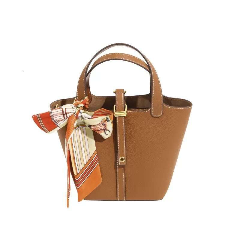 New Bucket Tote Genuine Leather Handbag Mommy Bride Wedding Bag High-end Feel