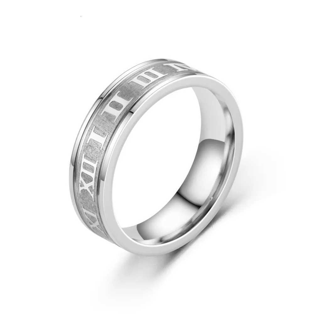 6MM Width Stainless Steel Couple Ring For Men Women Roman Numerals Rings Fashion Party Jewelry Accessories W250812