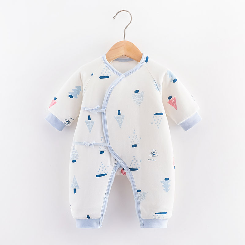 Thick Cotton-Filled Infant One-Piece Suit with Adjustable Cuffs for Cold Weather Protection