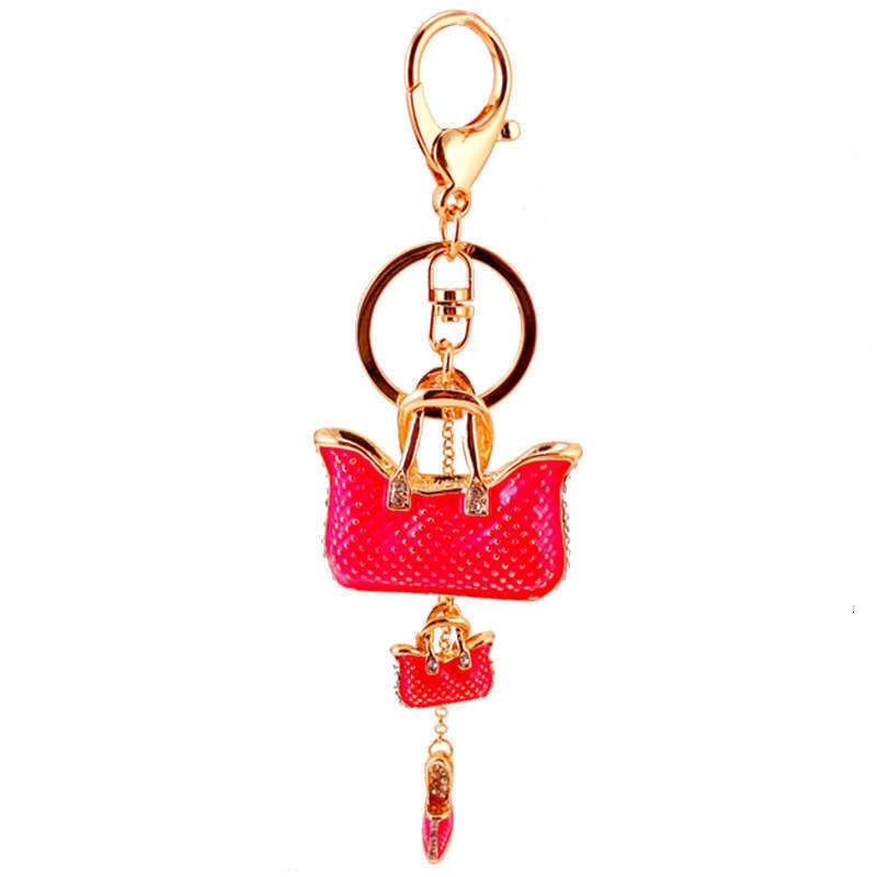 Creative Cute Women's Bag Rhinestone Handbag Metal Pendant Keychain Craft Small Gift 075