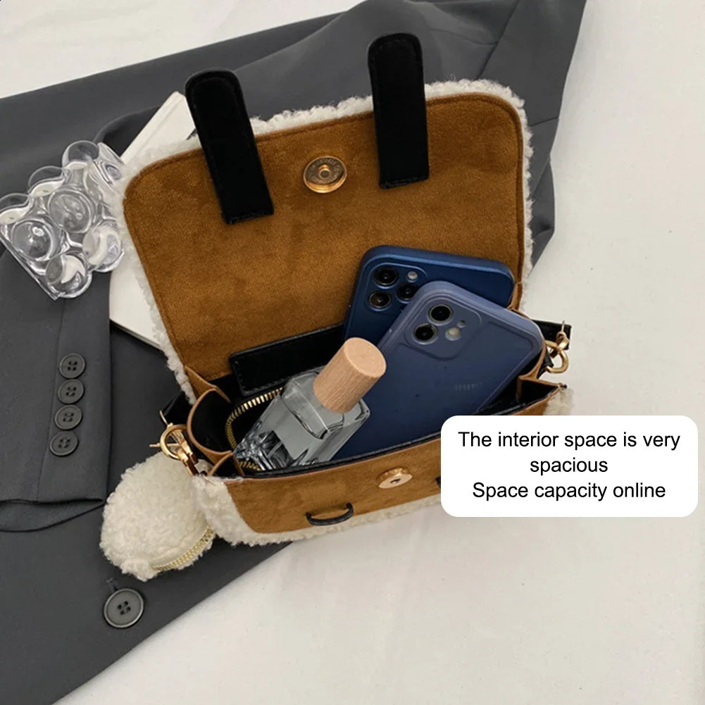 Autumn Winter Plush Shoulder Bag for Women Furry Crossbody Bag Fuzzy Pluffy Clutch Bag with Coin Purse Casual Faux Fur Handbags 250809