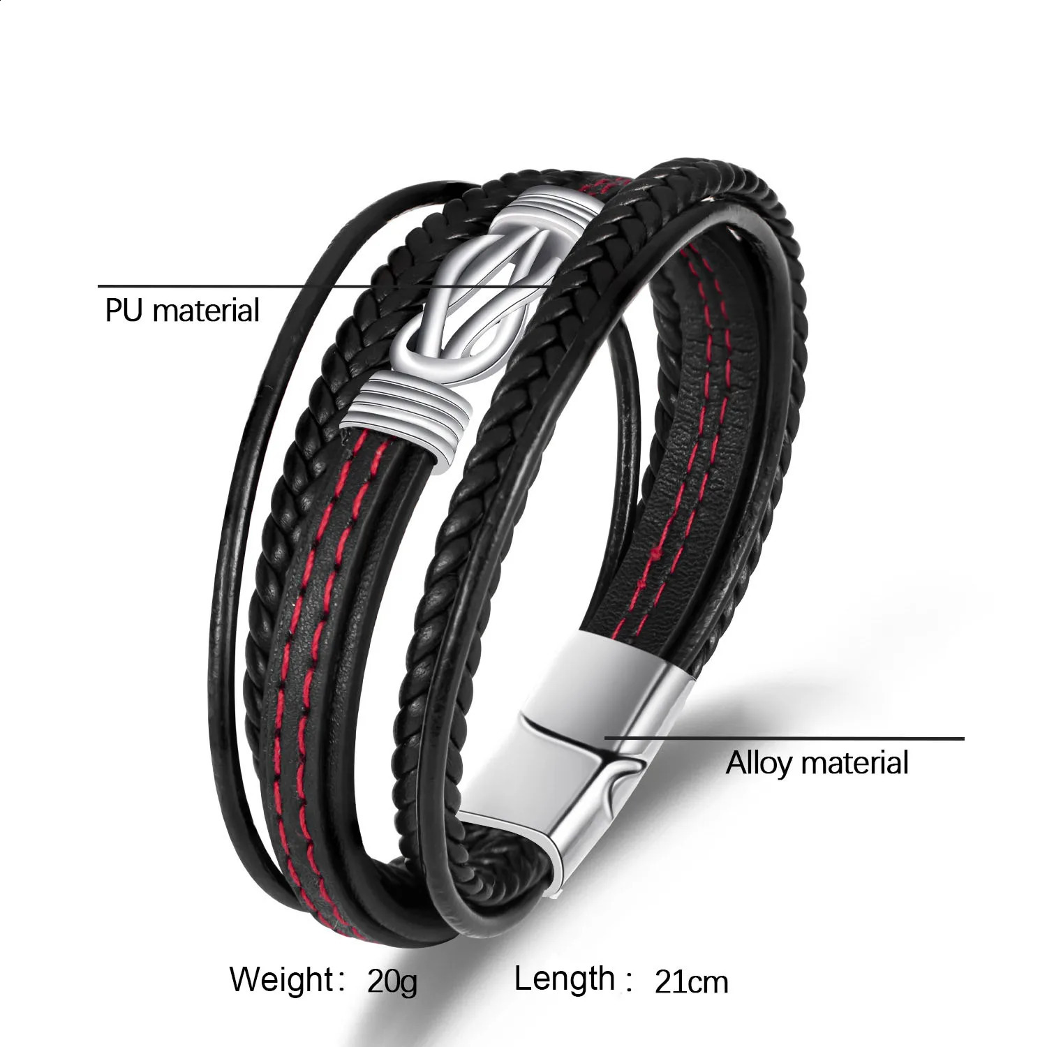 n Wireless Symbol Leather Bracelet Mens Personalized Retro Multi-layer Genuine Leather Bracelet for Men and Women 250812
