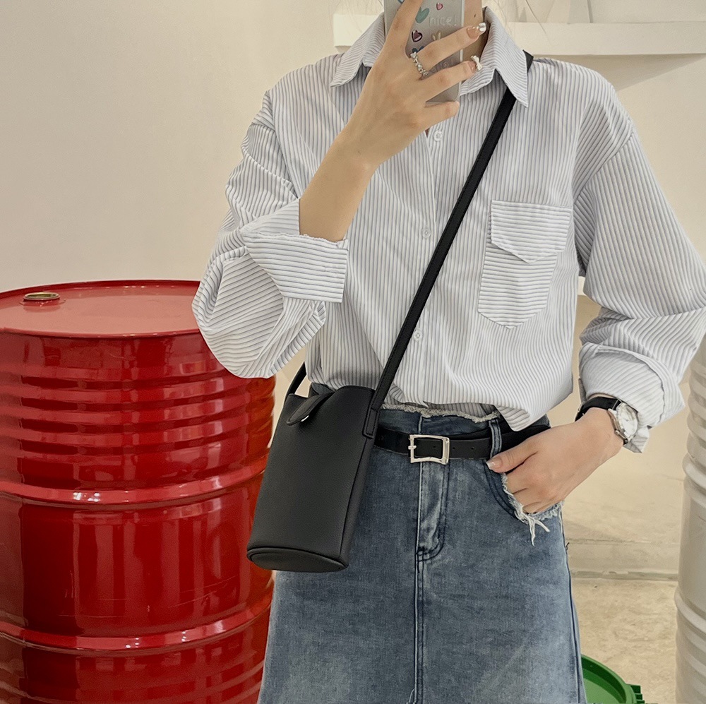 Versatile Leather Crossbody Mini Soft Bucket 2025 Niche Bamine Cute Phone Bag ddmymarket