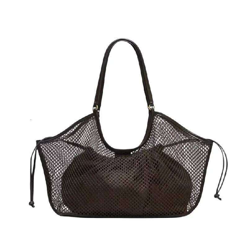 Beach Women's Shoulder Tote Bag, Large Capacity Foldable Mesh Swim Bag With Inside Pocket