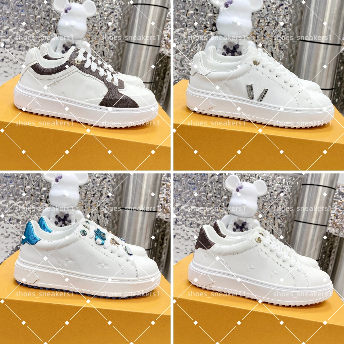 Time Out Designer Sneakers Luxury Genuine Leather Casual Shoes fashion Classic Platform Rubber Sole Trainers mens women Outdoor running Low-Top board shoes 35-45