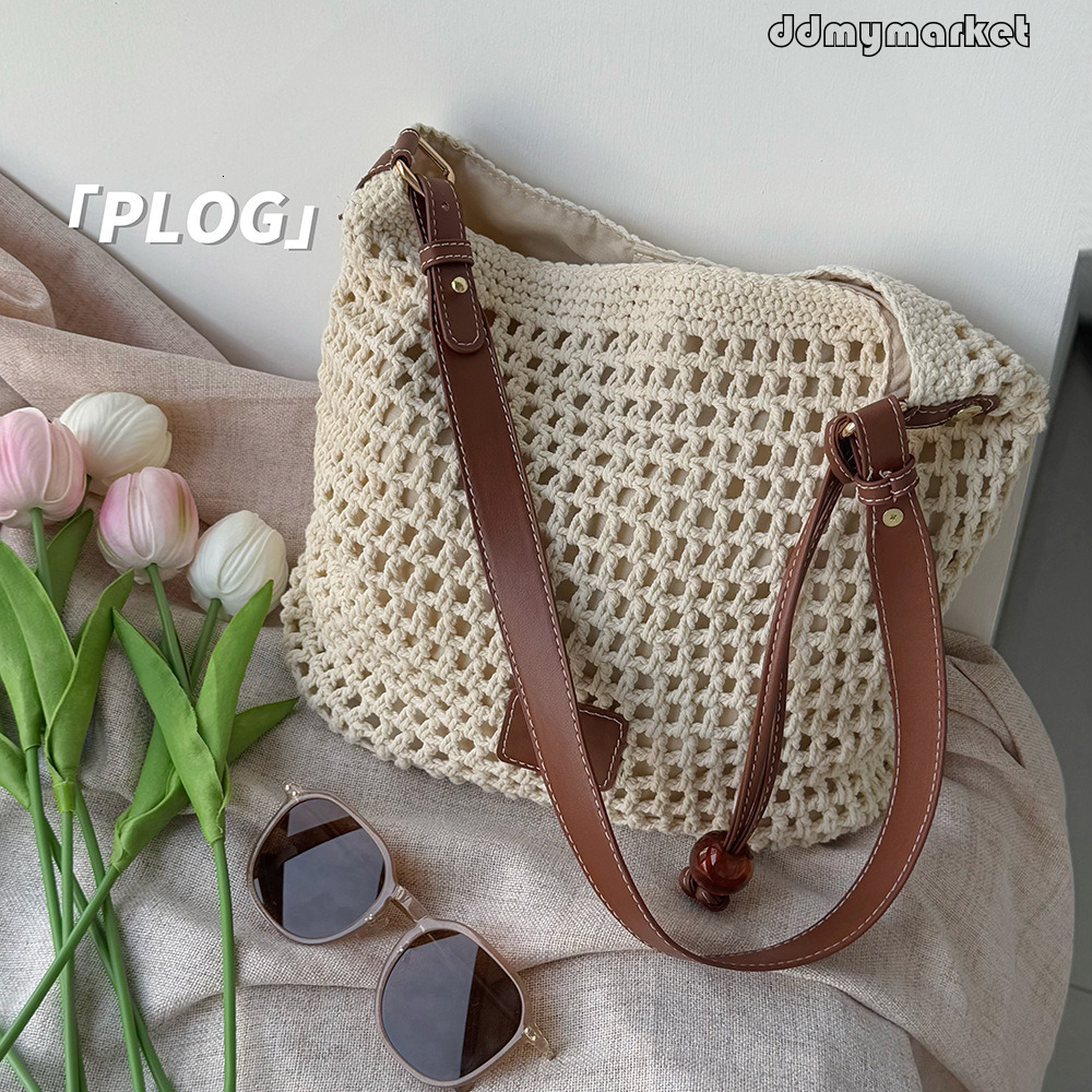 Woven Hollow Out for Women 2025 Vacation Travel Tote Beach Shoulder Underarm Bag ddmymarket