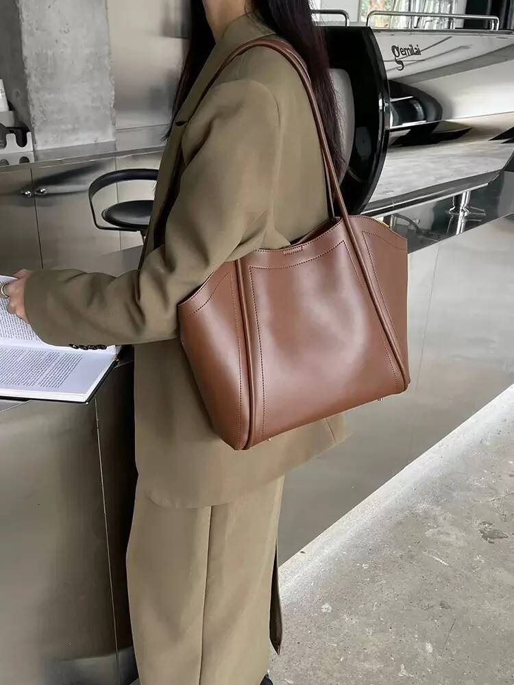 soft leather tote Wing women's handbag high quality underarm shoulder lady work shopper bag large Mother Gift high-quality