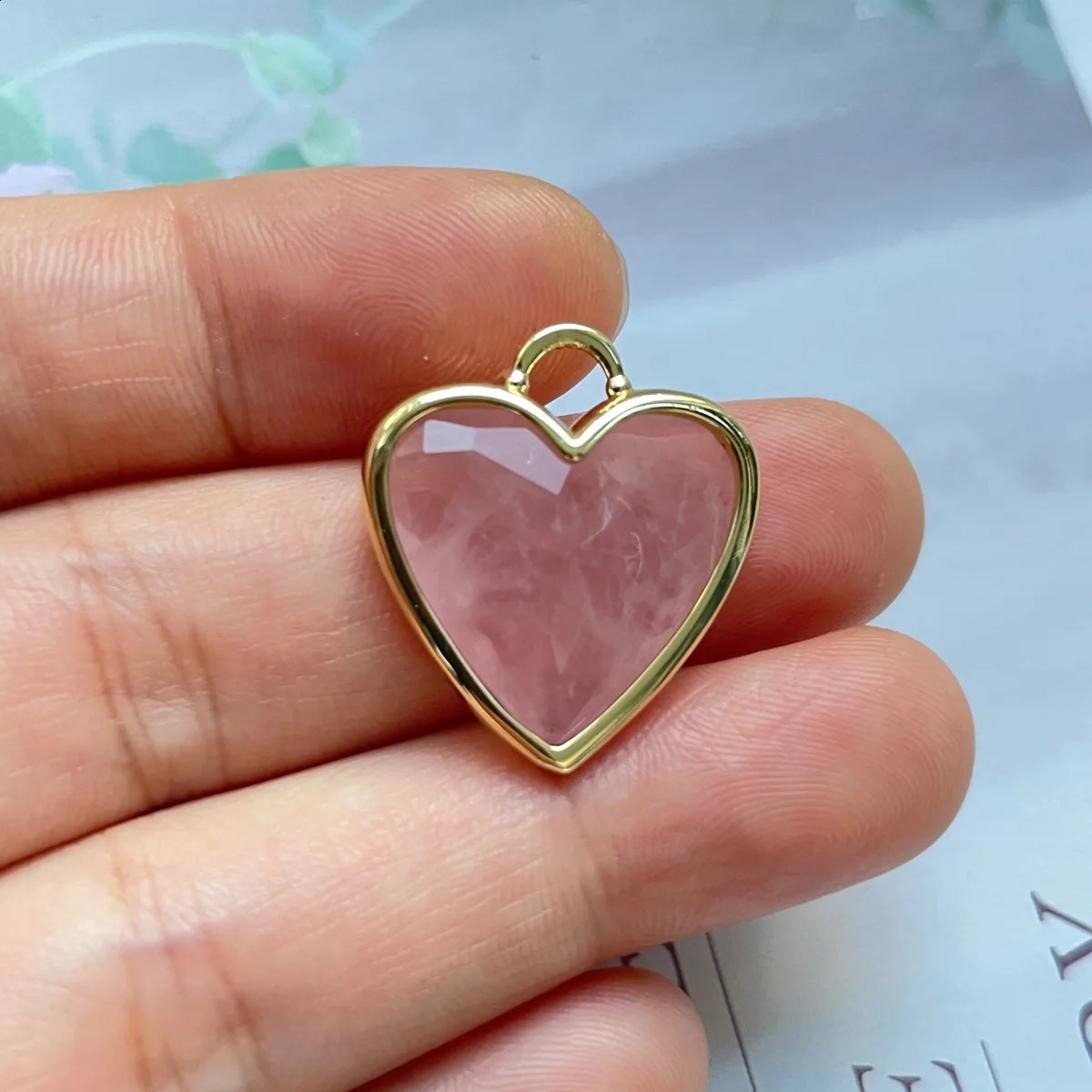 5pcs Gold-Plated Bezel Labradorite Amethyst Quartz Crystal Stone Heart Pendants for Earring Necklace Bracelet Jewelry Making 250807