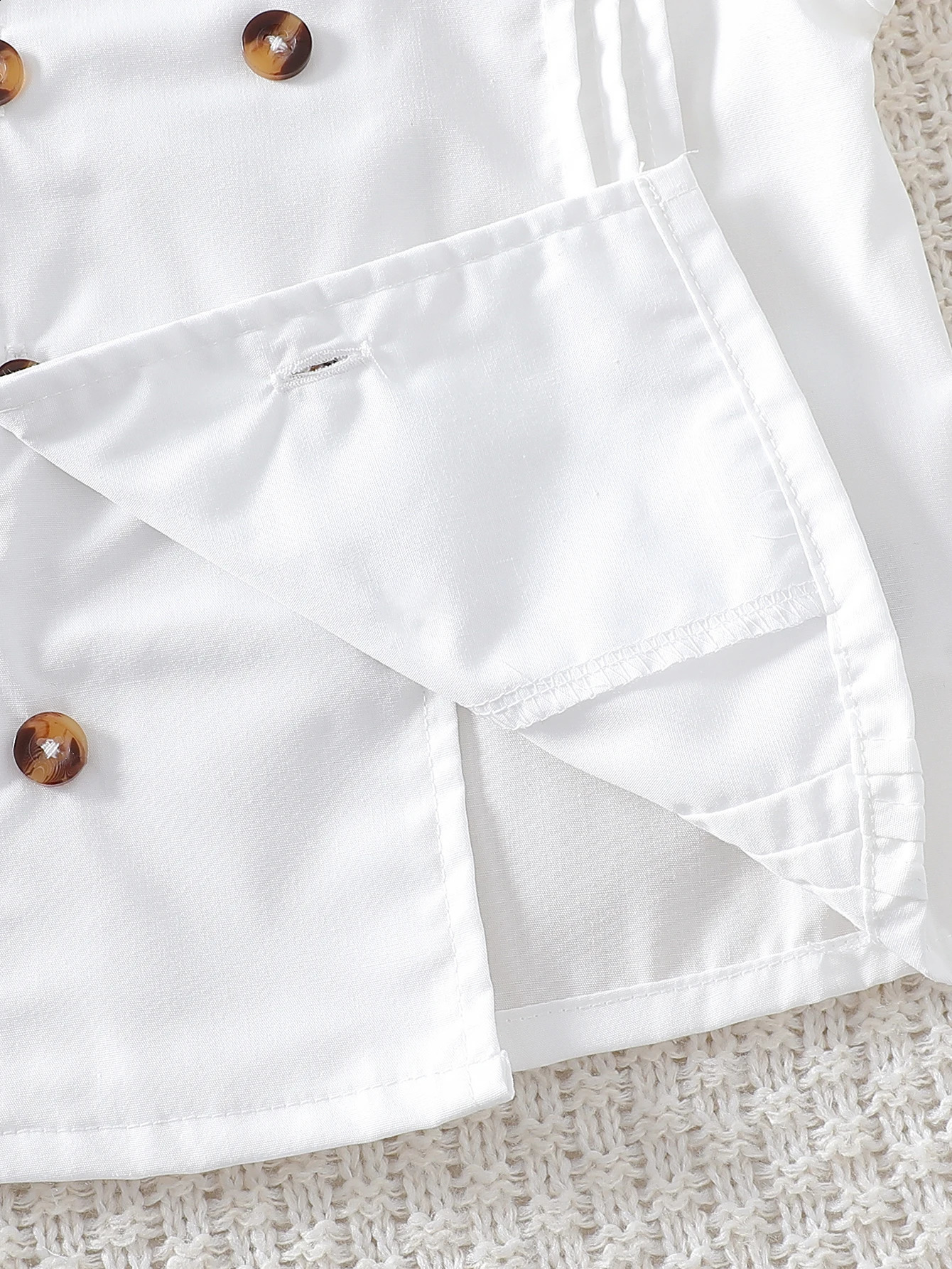 Summer Buttoned SolidColor ShortSleeved Shirt in College Style 250812