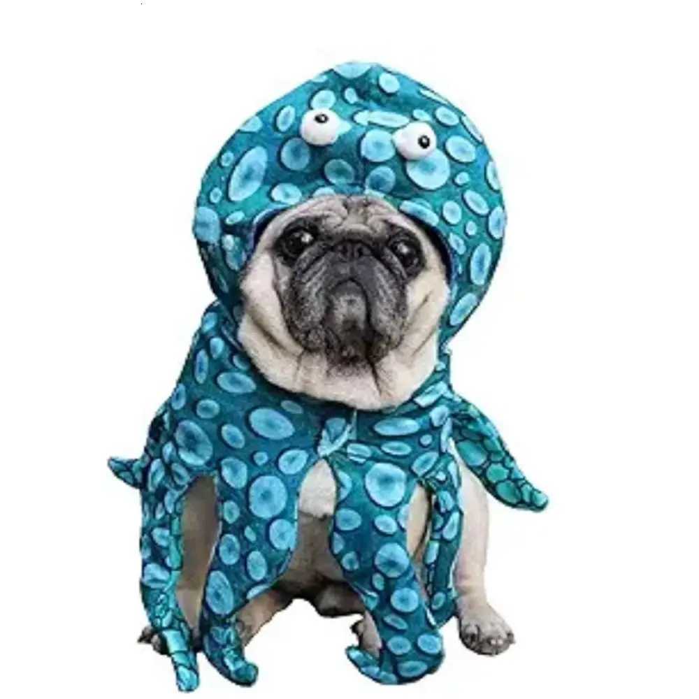 Creative Pet Transformation Outfit Blue Polyester Halloween Pet Clothes Funny Octopus Shape Dog Cosplay Costume XJ250813