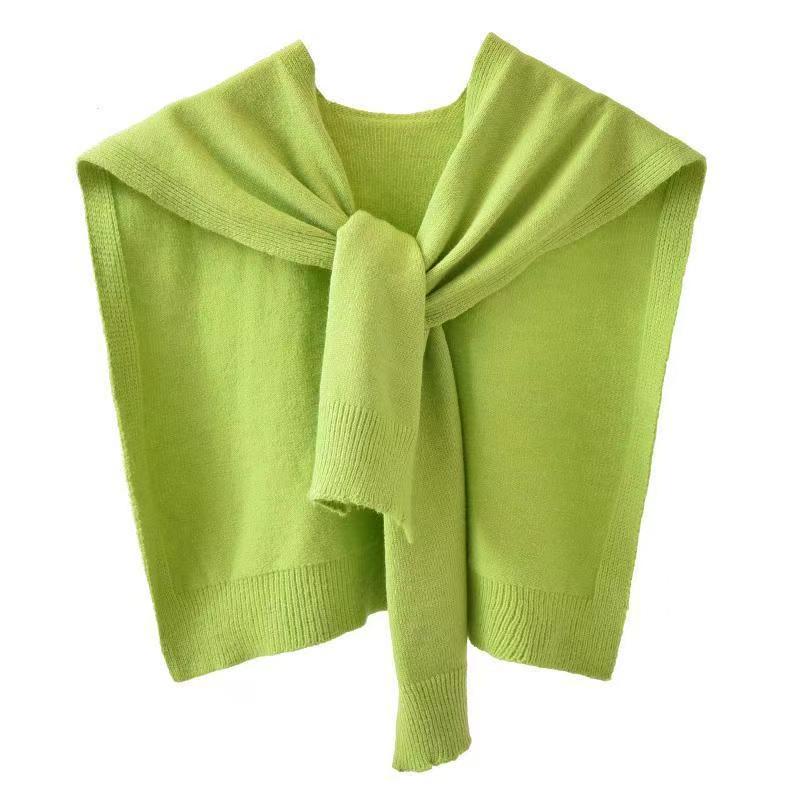 K1646 Spring and autumn Korean style knitted outerwear waistcoat shoulder guard versatile shirt false collar fashionable age-reducing knitted shawl