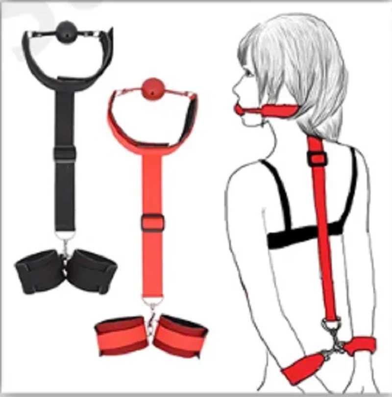 Backhand Back Gag Ball Female Slave Tempering Props SM Bondage Handcuffs Flirting Role-Playing Erotic Sex ToysXJ250813