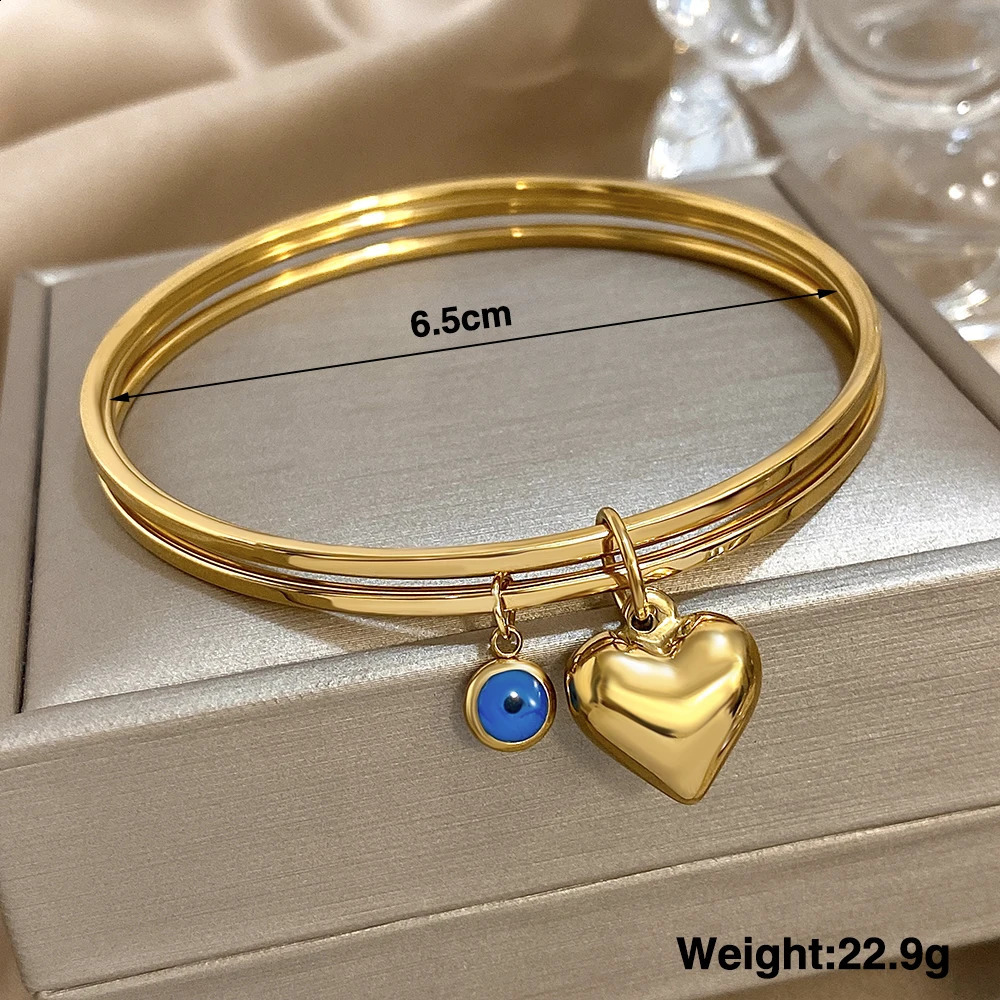 Classic s Heart Pendant Bangle for Women Multilayer Stainless Steel Stackable Thin Bangle Bracelet n Jewelry 250812
