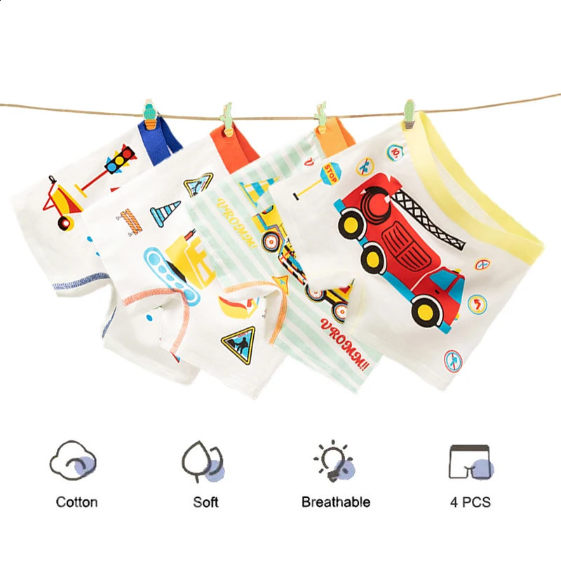 4 PcsLot Children Underwear Cotton Boys Boxers Briefs 314 Years Old Kids Underpants Teens Knickers Breathable Boy Boxer Shorts 250812