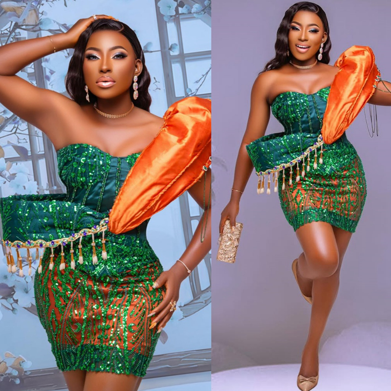 2025 Aso Ebi Green Cocktail Dresses For Women Short Mini Dress One Shoulder Appliqued Lace Tassel Homecoming Dresses Mini Gown For Nigeria Black Girls