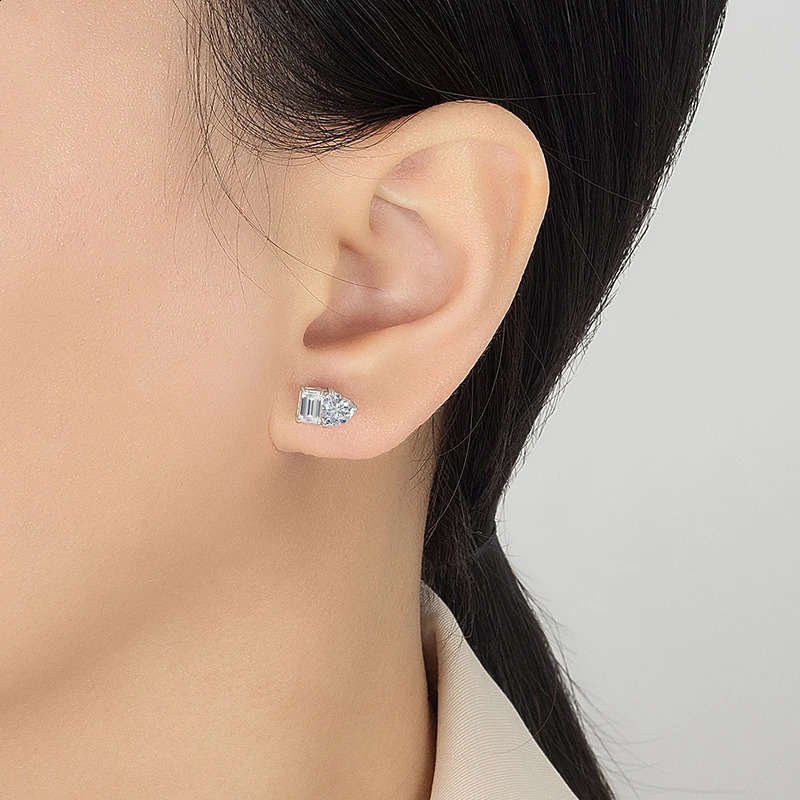 PERFANY Radiant Emerald Cut 2CT Stud Earring S925 Pure Silver Heart Laboratory Diamond Fashion Wedding Jewelry 250812