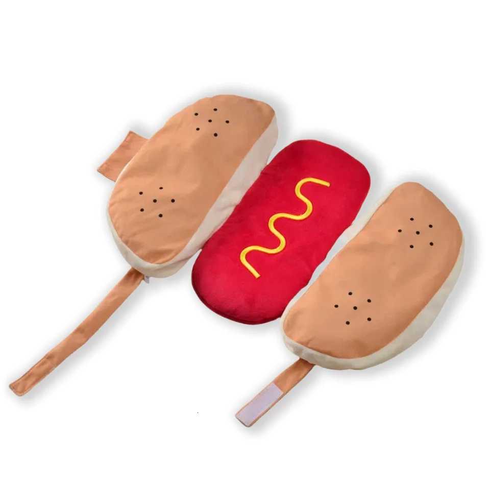 Funny Halloween Dog Costumes Large Small Dogs Cute Hot Dog Shape Adjustable Pet Clothes Pets Party Costume Suit Bulldog SuppliesXJ250813