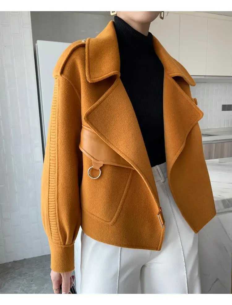 Korean Womens Autumn and Winter Woolen Harajuku Coat Womens Fashion Loose All-match Temperament Coat 2021 New Coat JU3368 Z250813