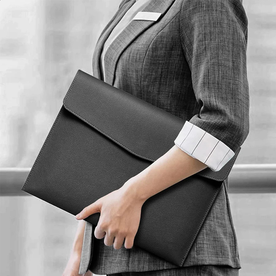 Leather Document Bag A4 Envelope Document Holder Quality PU Leather Document Pouch Femme Document Organizer File Bag 250812