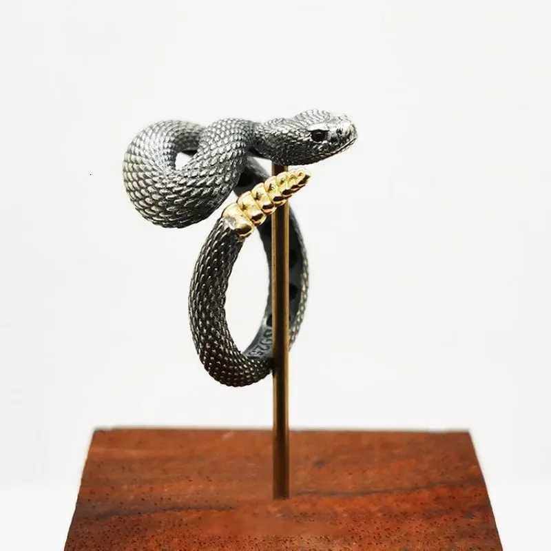 Vintage Gothic Rattlesnake Adjustable Ring for Men and Women Punk Dark Style Trendy Design Couple Rings Jewelry Accessories W250812
