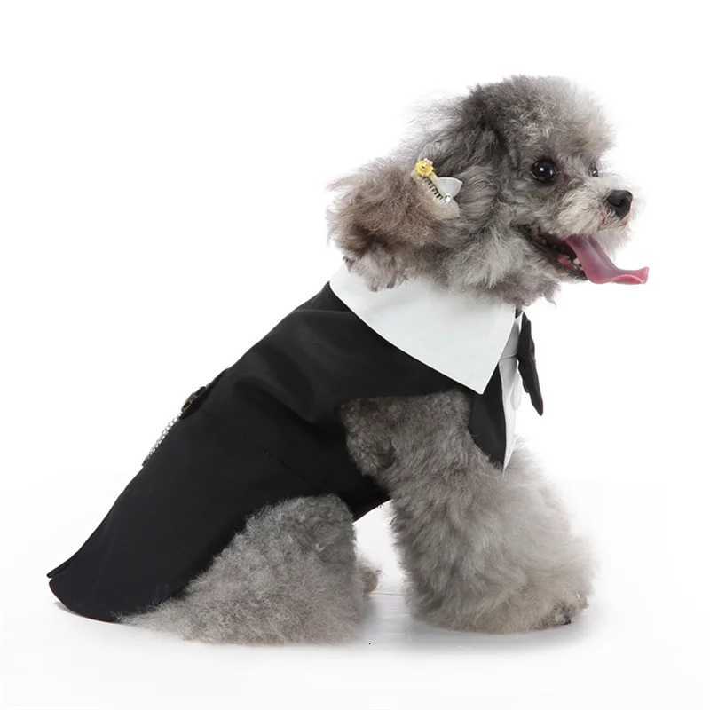 Spring Autumn Pet Clothes Fashion Dog Tuxedo with Bow Tie for Small Dogs Schnauzer Yorkshire Costume XJ250813