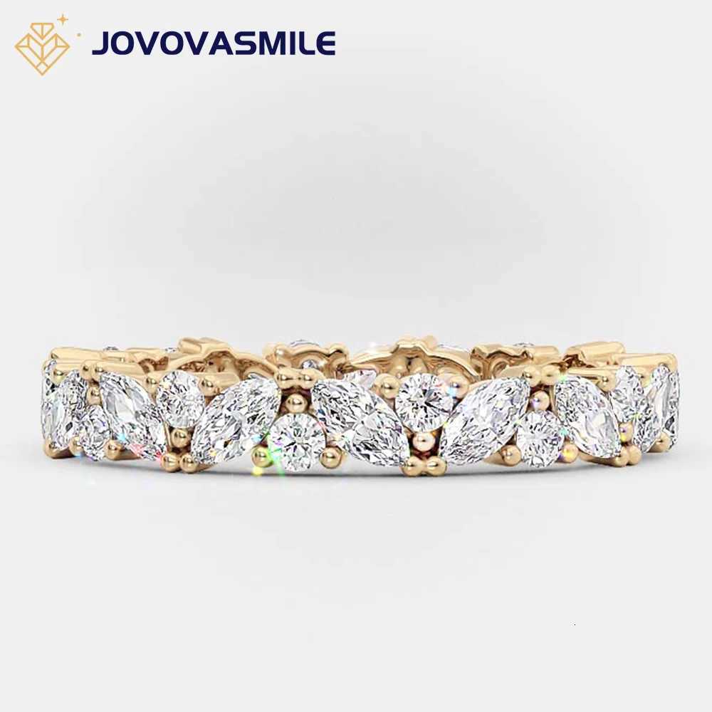 JOVOVASMILE Moissanite Eternity Wedding Band Combination 2*4MM Marquise-Cut 2.1MM Round Diamonds Gorgeous Silver Ring Rings W250812