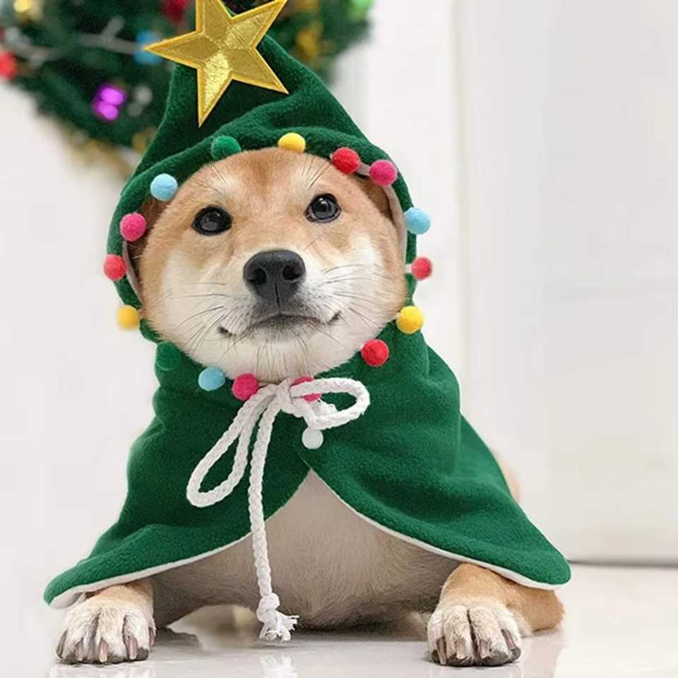 Pet Santa Dog Christmas Outfit Elf Costume Puppy Clothes Cape Xmas Tree Costumes XJ250813