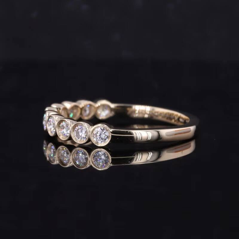 Starsgem Fine Jewelry Women 10K Yellow Gold Eternity Rings Wedding Gemstone Band Ring Round Cut Moissanite Ring